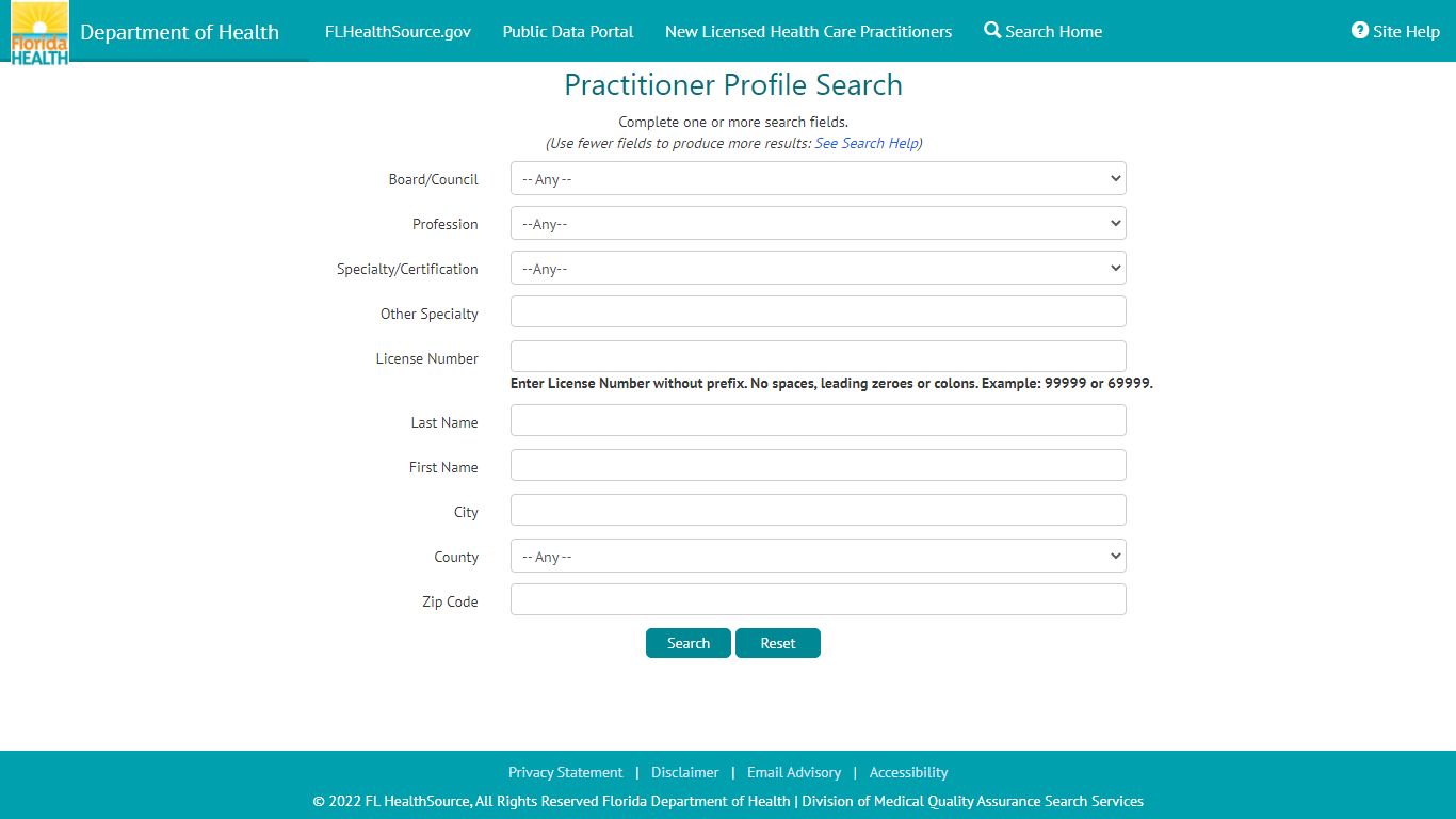 FL DOH MQA Search Portal | Practitioner Profile Search